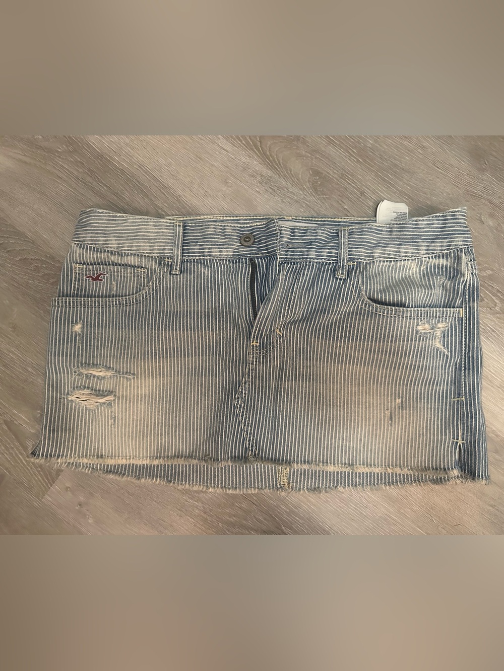 Hollister Blue and White Striped Denim Skirt